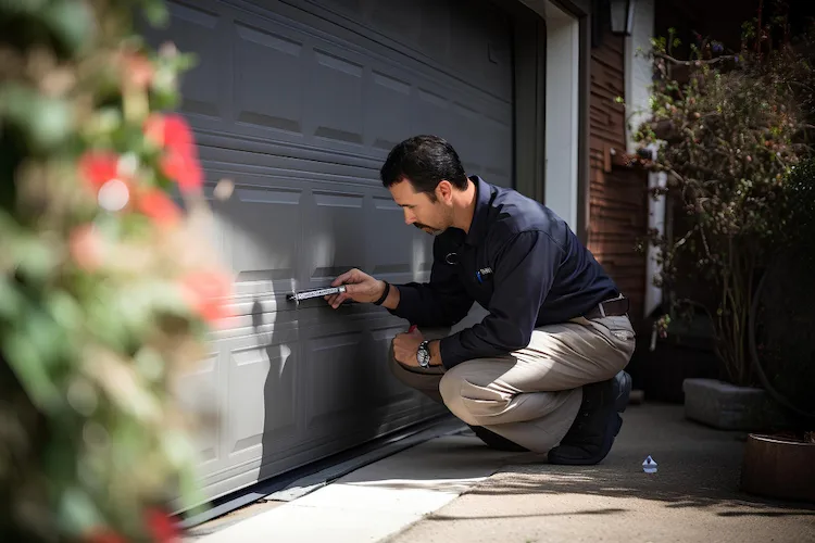 Homeowner Inspecting Garage Door Spring